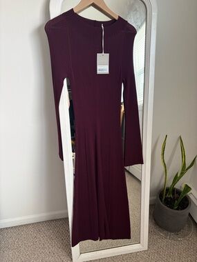 Everlane Ribbed Midi Dress in Deep Burgundy